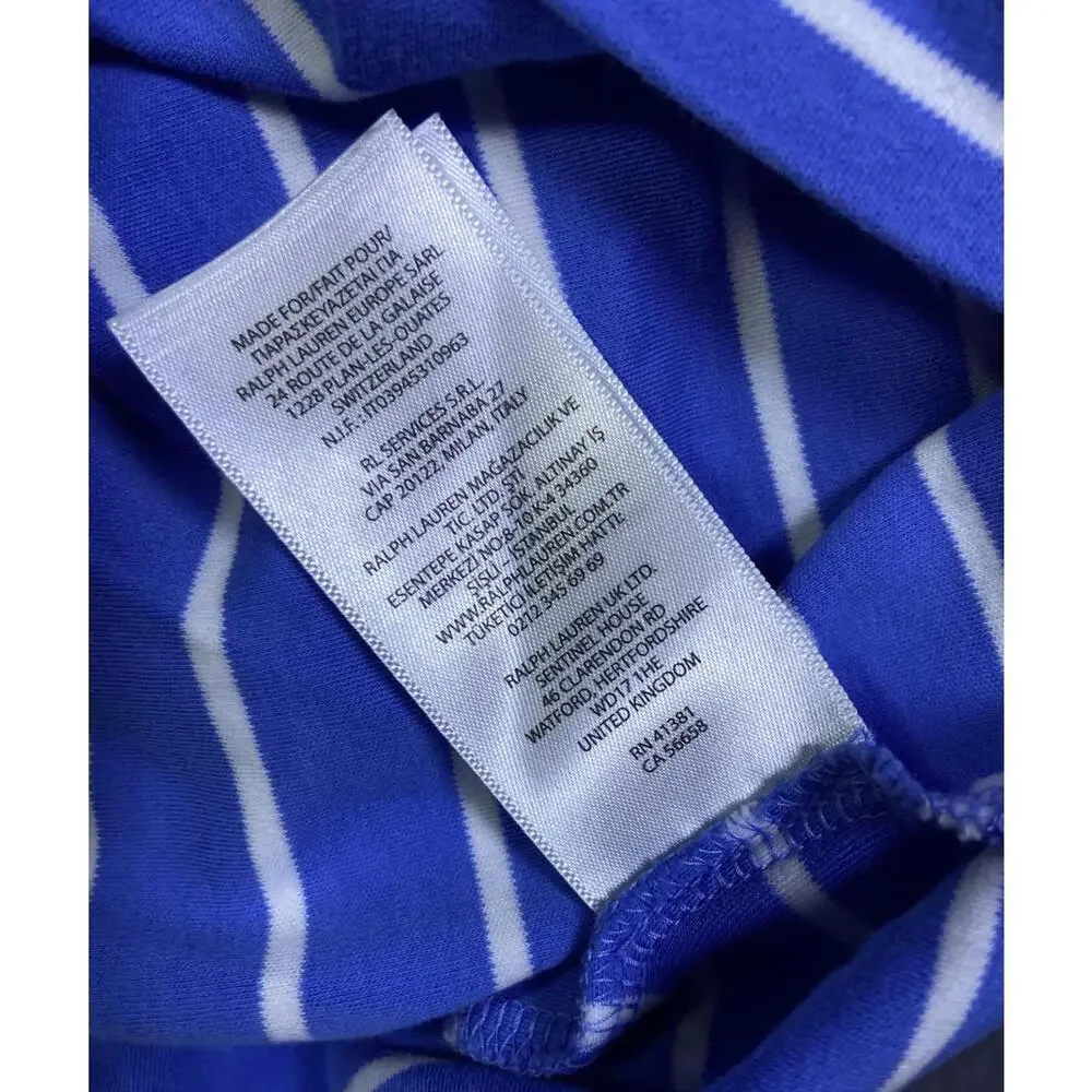 Polo Ralph Lauren Custom Fit 22x24.5 Golf Shirt Men’s Size L Blue White Stripes